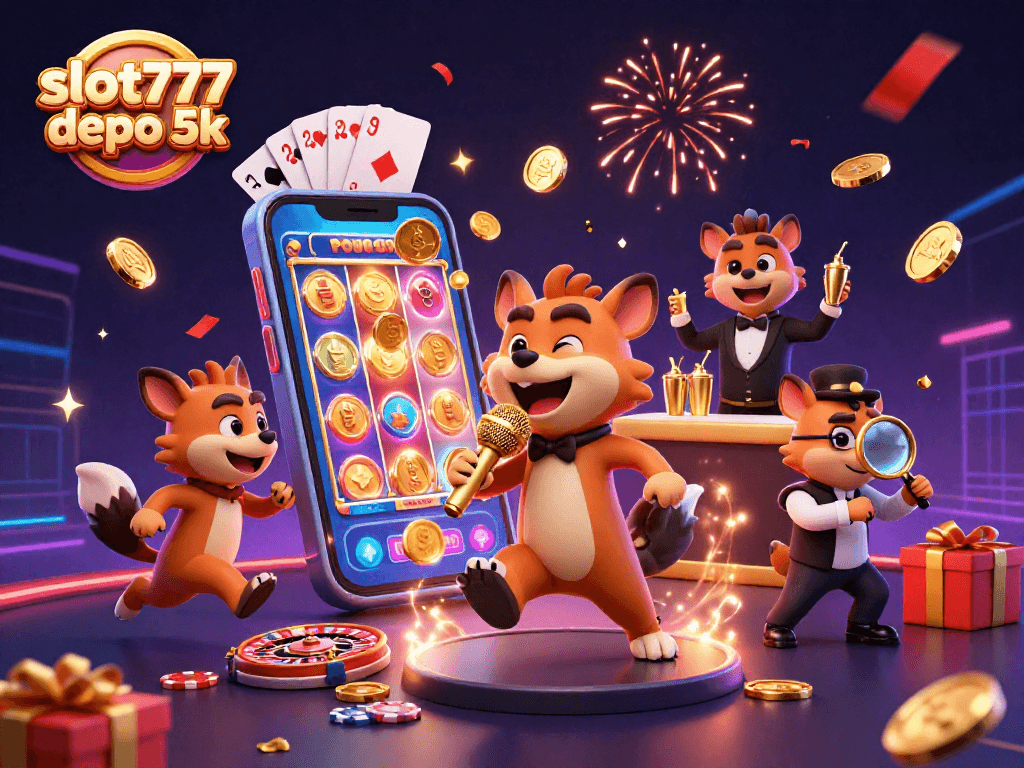 Experience excitement with slot777 depo 5k as hyenas bring humor and fun in a colorful casino scene.