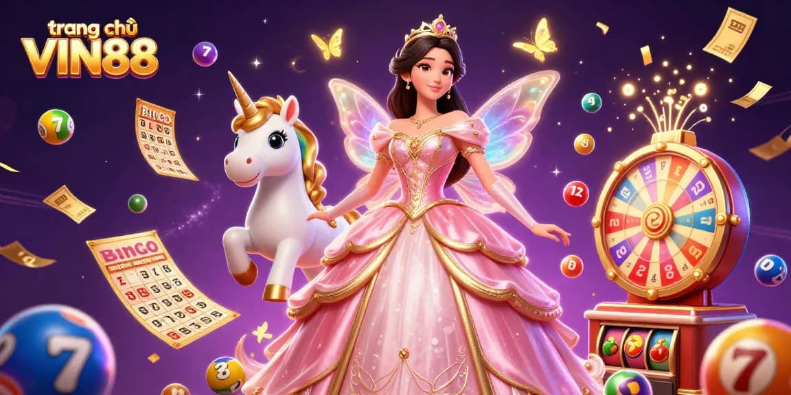 Experience the excitement of trang chủ VIN88 with colorful lottery elements and dynamic casino characters.