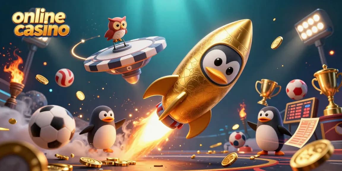 Engage in thrilling gameplay at this online casino with dynamic golden penguins and sports elements!