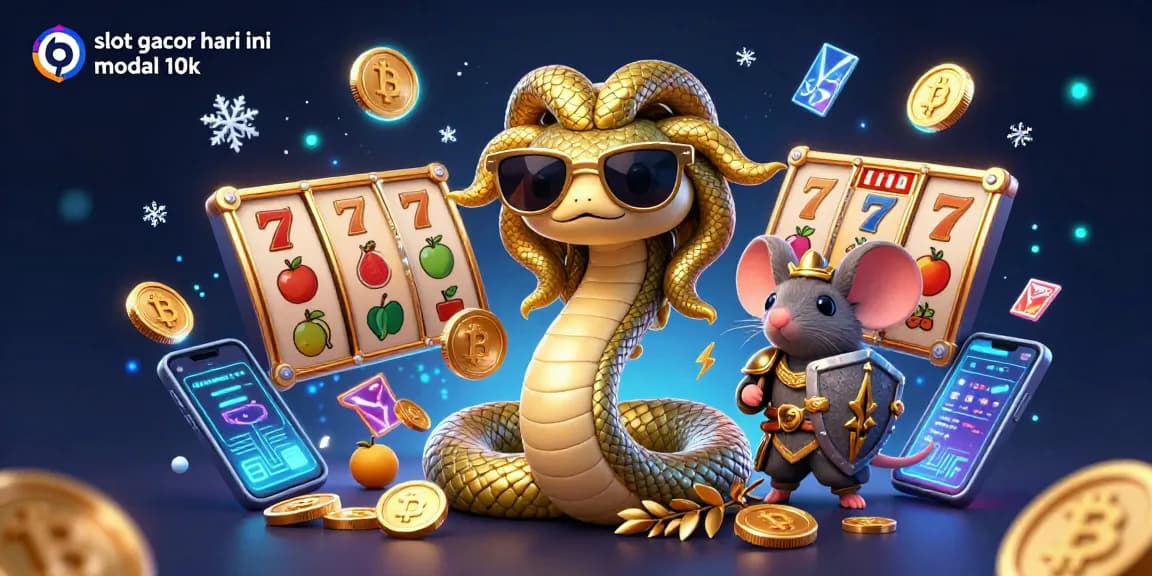 Engaging 3D illustration of slot gacor hari ini modal 10k with Medusa, lucky 7s, and crypto elements.