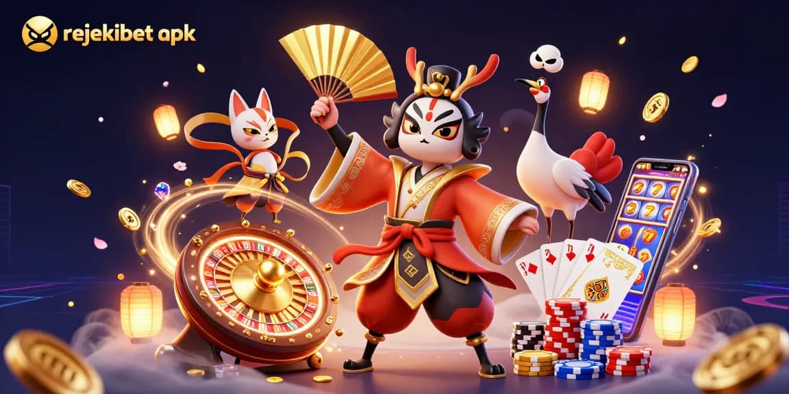 Experience winning thrills with rejekibet apk as vibrant characters celebrate a rich casino atmosphere.