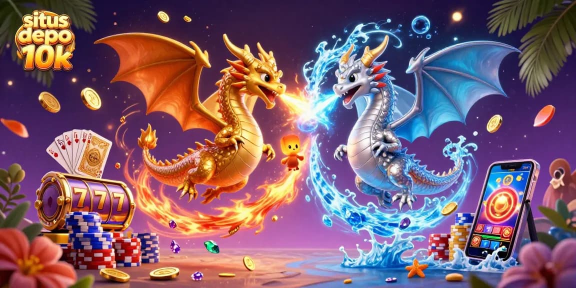 Spin and win on situs depo 10k as vibrant dragons and slot reels create an enchanting gaming experience.