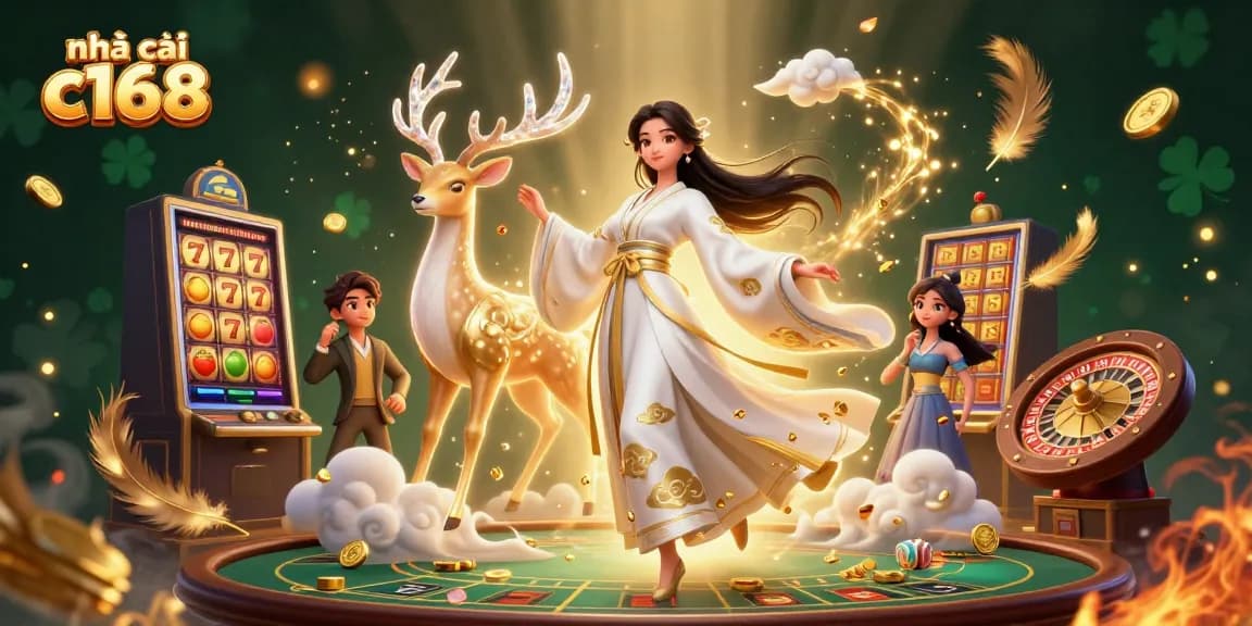 Engage with nhà cái c168's vibrant gaming experience featuring a stunning Asian casino scene.