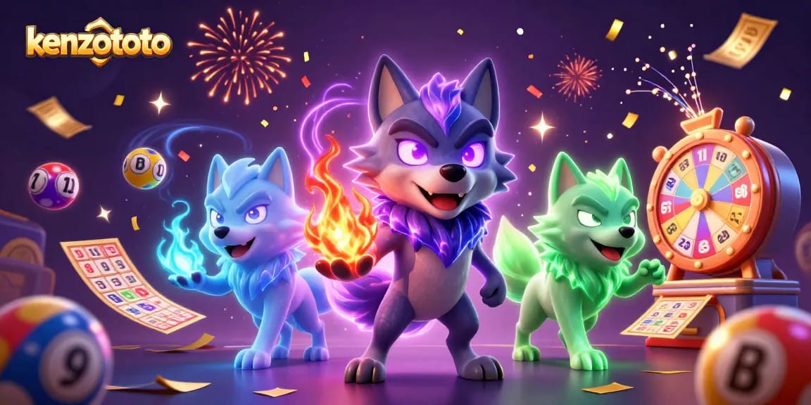 Experience kenzototo with thrilling lottery balls and ghostly wolves in an energetic casino setting.