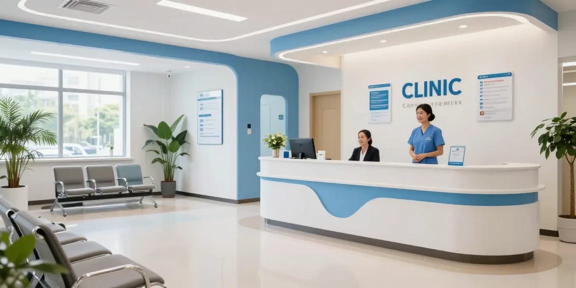 "David Hoffmeister reviews featured in a medical clinic showcasing patient care and wellness services."