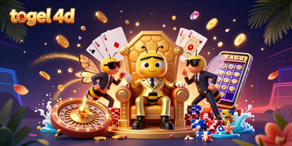Experience the thrill of togel 4d with dynamic characters, floating gems, and vibrant casino elements.