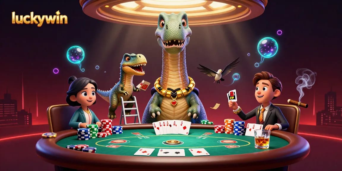Experience thrilling games at luckywin with vibrant scenes of high-stakes poker and rich casino elements.