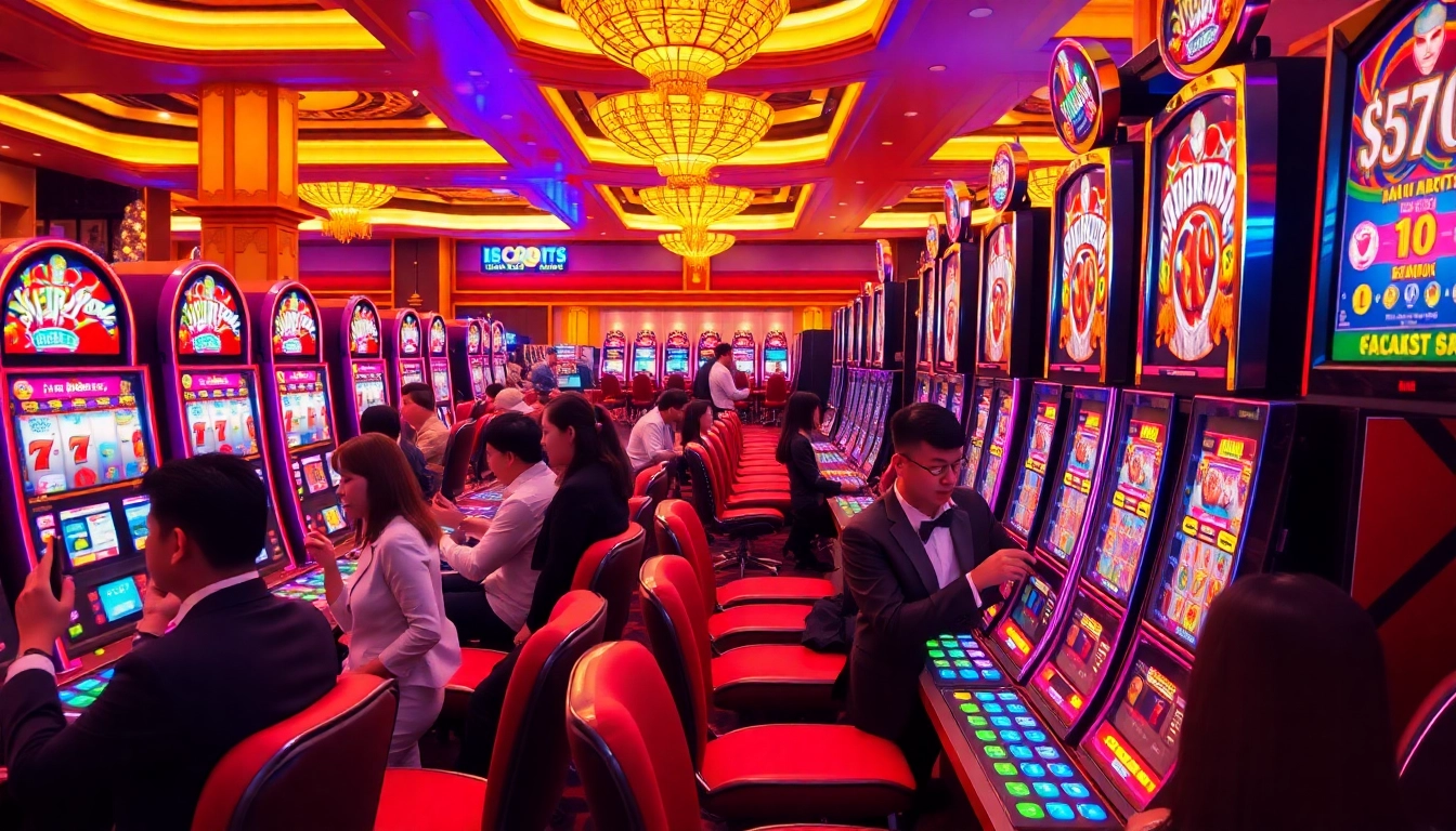Experience the thrill of slot gacor hari ini in a luxurious casino setting with vibrant machines and eager players.