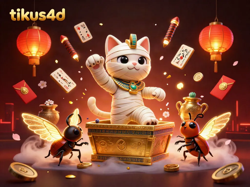 Gambarkan permainan menang di tikus4d dengan kucing mummy dan scarab di kasino