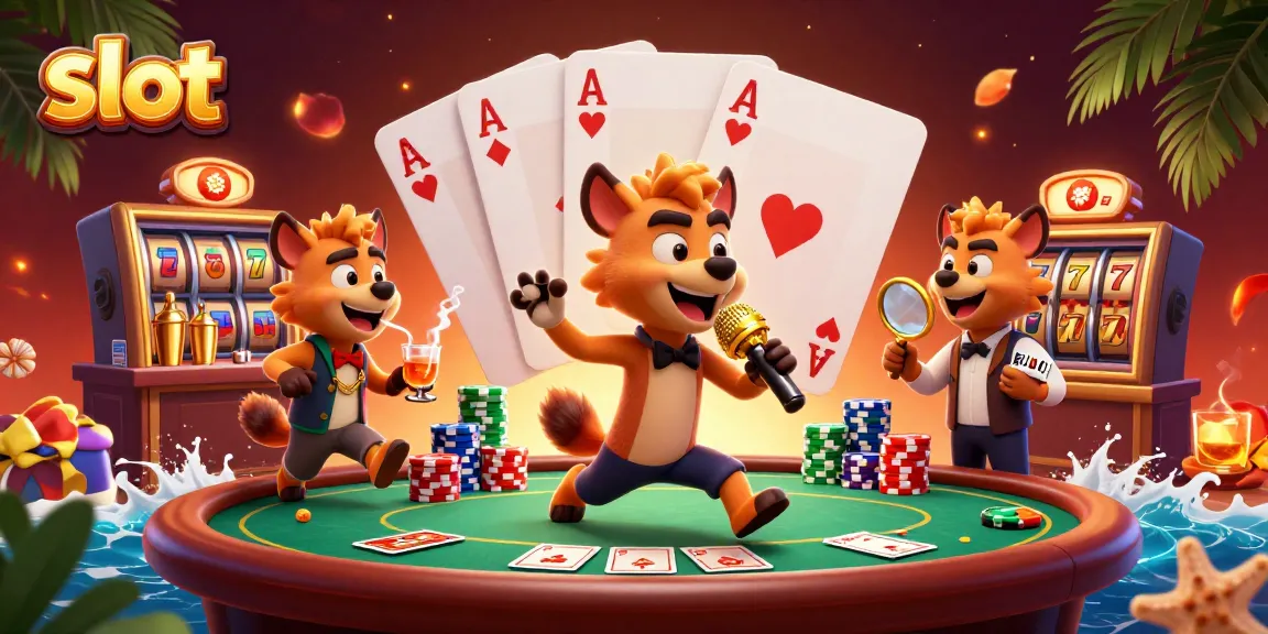 Slot menawarkan momen seru dengan hyena lucu di klub kasino yang penuh warna.