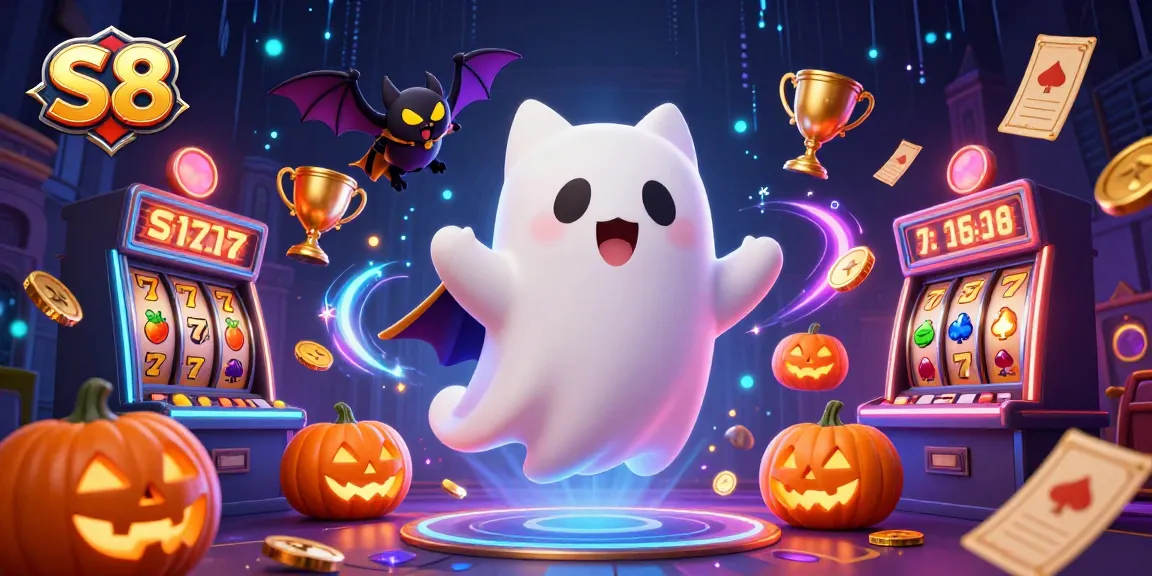 Join the S8 ghost cat in a haunted casino adventure, capturing jackpots and thrills!