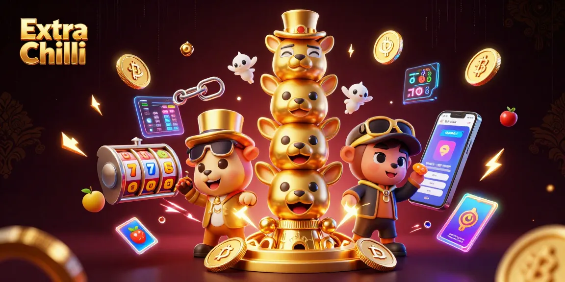 Engage in the thrilling Extra Chilli slot adventure featuring vibrant 3D characters and crypto elements.