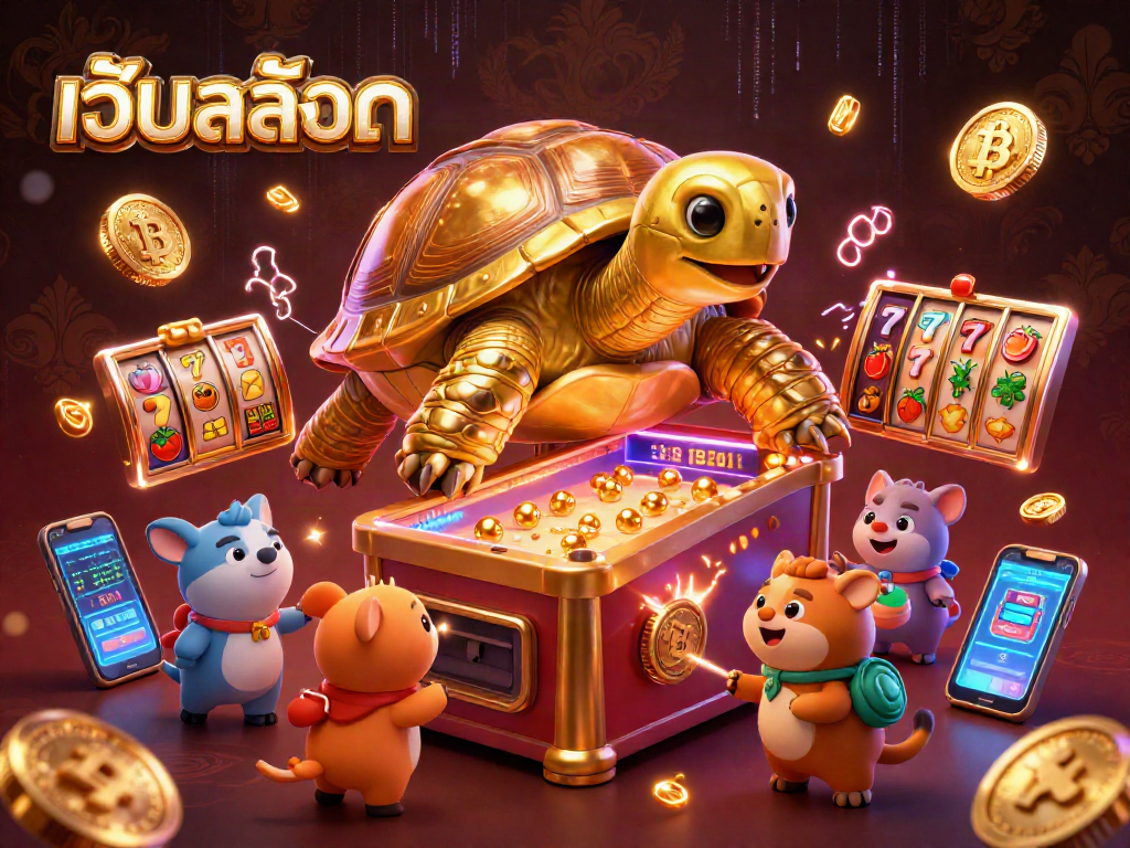 Experience thrilling เว็บสล็อต action with a colossal tortoise pinball machine and vibrant 3D coins.