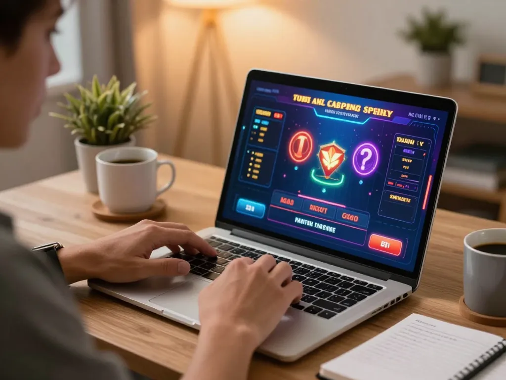 Playing online casino games at home with casinoatlas on screen, showcasing strategic betting