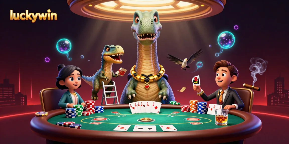 Experience thrilling games at luckywin with vibrant scenes of high-stakes poker and rich casino elements.