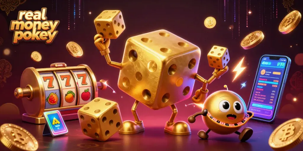Spin the reels and win with real money pokies in this vibrant casino scene filled with excitement.