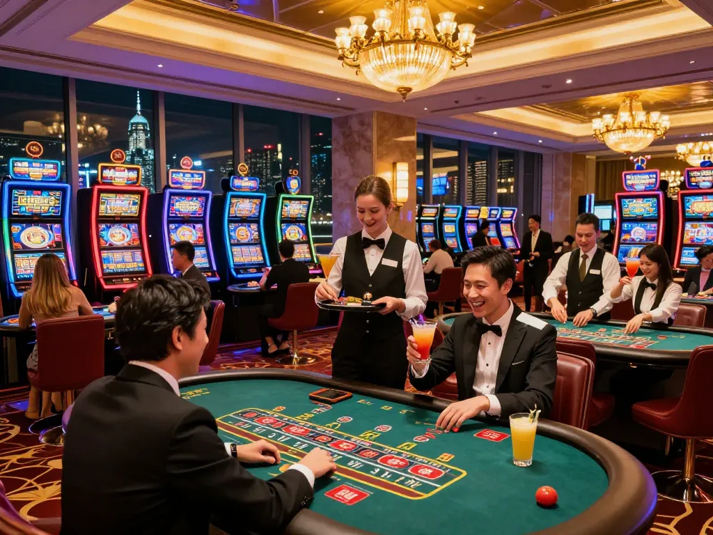 Exciting casino hong kong atmosphere with players at gaming tables and vibrant decor.