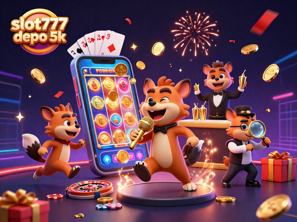 Experience excitement with slot777 depo 5k as hyenas bring humor and fun in a colorful casino scene.
