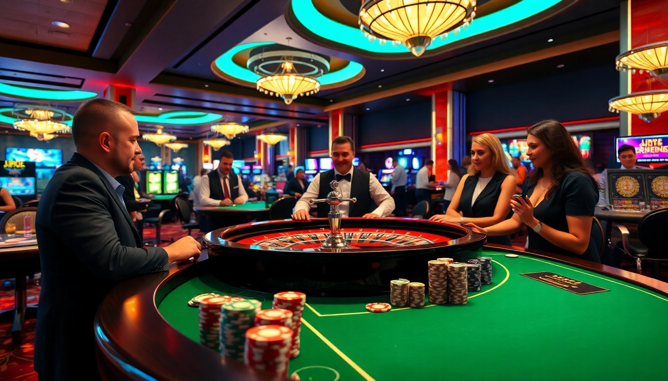 Erlebe die Aufregung bei casinospiele.de mit einem Dealer an einem Roulette-Tisch.