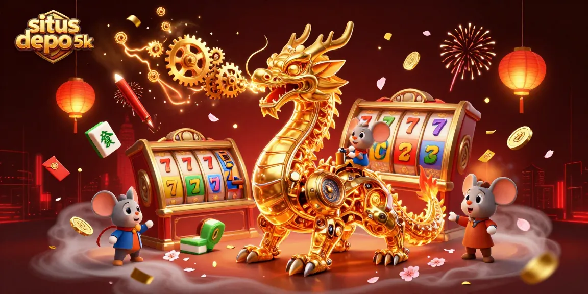 Experience thrilling wins with situs depo 5k, featuring vibrant slot reels and dynamic gaming elements.