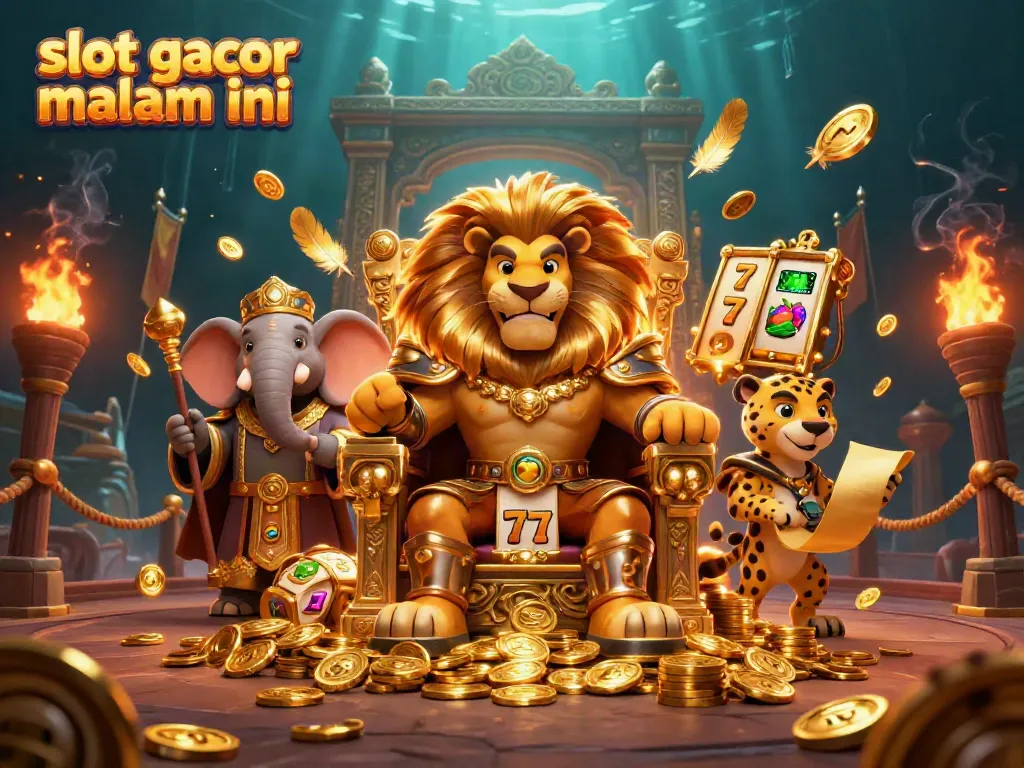 Memenangkan slot gacor malam ini dengan singa raja, gajah bijak, dan cheetah pengantar.
