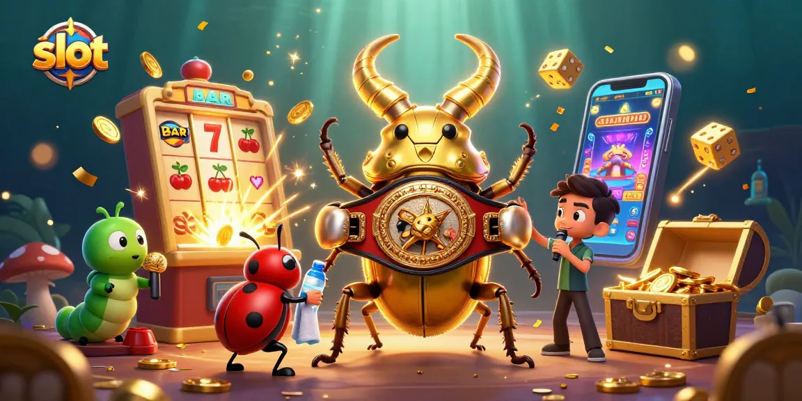 Putar slot dengan simbol emas dan warna cerah di mesin slot yang penuh dengan koin dan cahaya