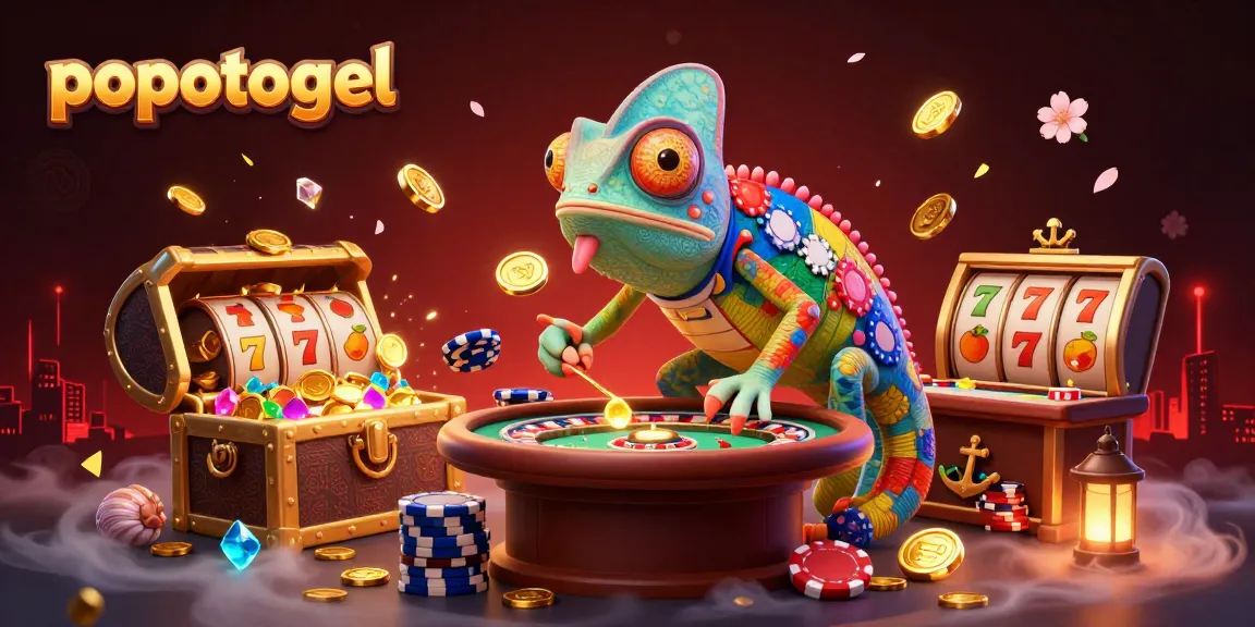 Experience exciting gameplay with popotogel in this vibrant casino-themed illustration filled with action.