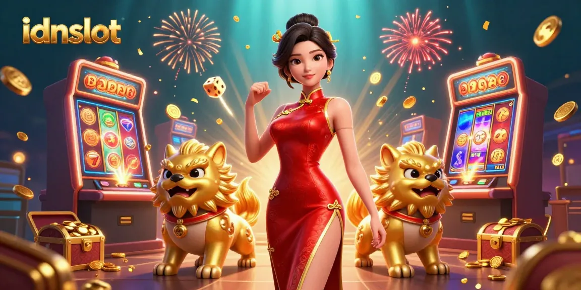Experience idnslot excitement with vibrant 3D casino illustration showcasing jackpot wins.