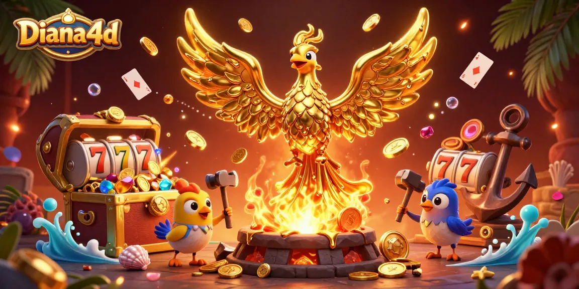 Spin the reels with Diana4d's golden phoenix and treasure, enriching your gaming experience.
