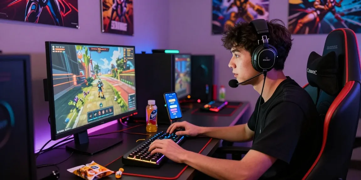 Raja Game login displayed on smartphone while a focused gamer plays online with excitement.