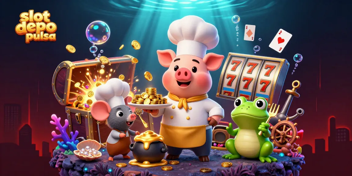 Menang dengan slot depo pulsa, lihat chef pig bergaul dengan harta berkilau di kasino virtual.