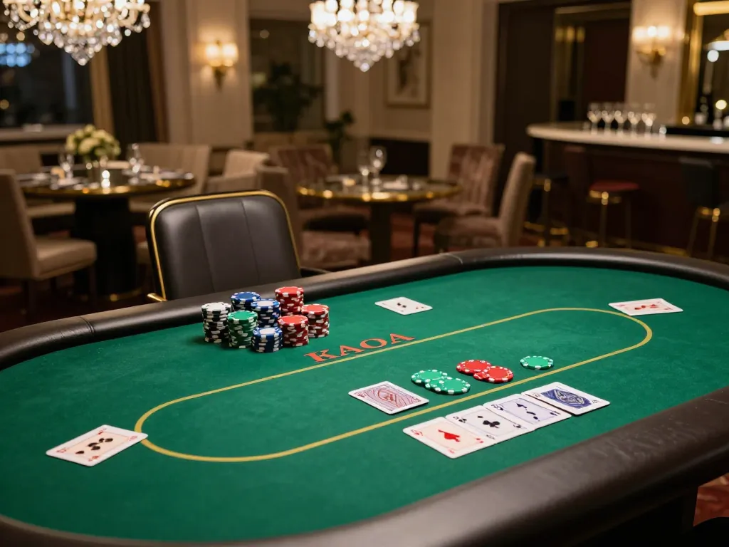 Pemain yang terlibat merencanakan strategi di meja poker premium Ulat123 dalam suasana mewah