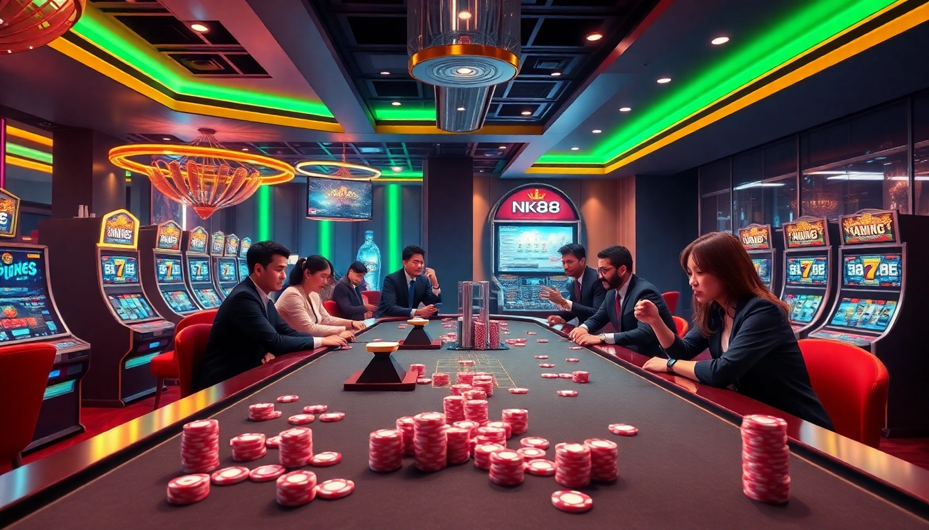 Experience the thrill of online gaming at NK88.COM with vibrant casino scenes and engaging gameplay.