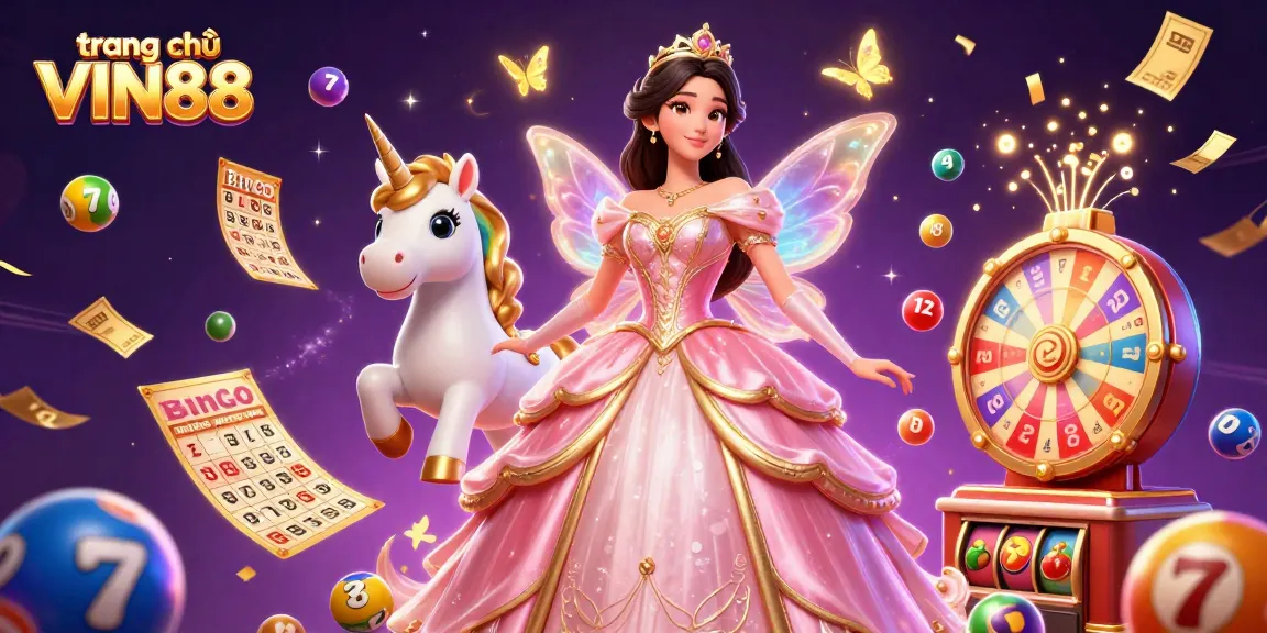 Experience the excitement of trang chủ VIN88 with colorful lottery elements and dynamic casino characters.