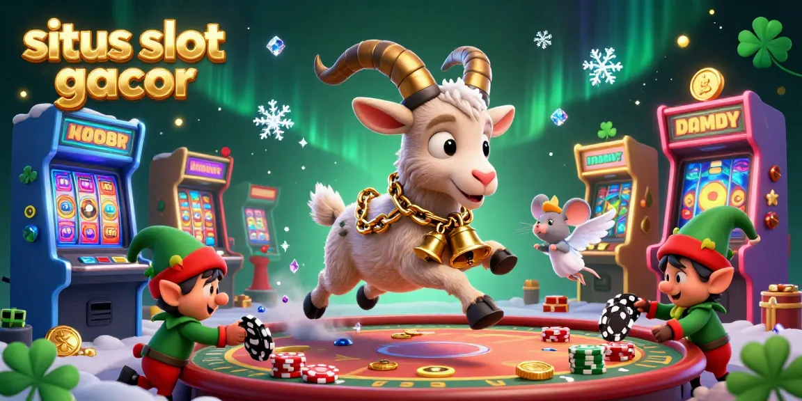 Situs slot gacor showcases a festive Krampus goat casino scene with playful elements and vibrant characters.