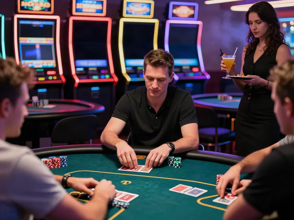 Engaging gambling scene showcasing akunjp excitement at a poker table with lively atmosphere.