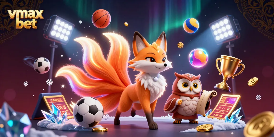 Engage with vmax bet through this vibrant 3D illustration showcasing dynamic sports betting elements and characters.
