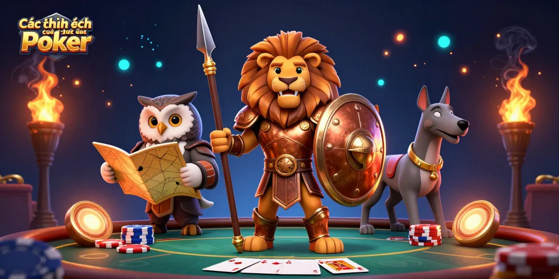 Engage in vibrant poker action with Các hình thực cược trong Poker featuring dynamic characters and exciting game elements.