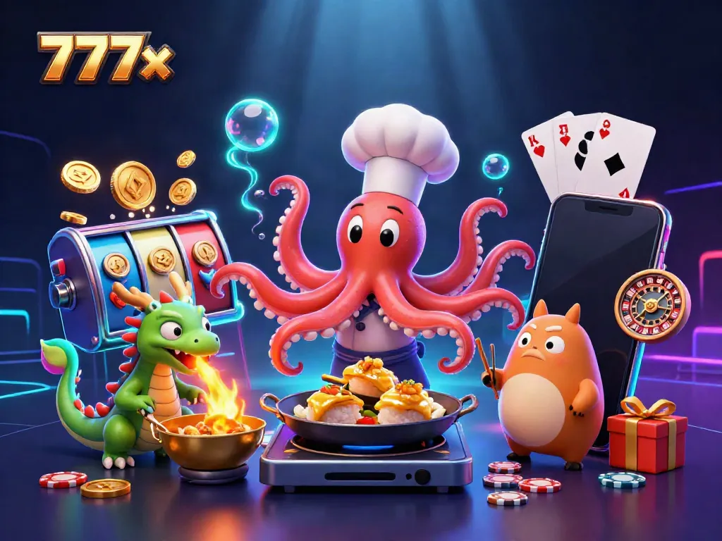 Engage with thrilling 777x online casino experience through interactive gaming elements and colorful characters.