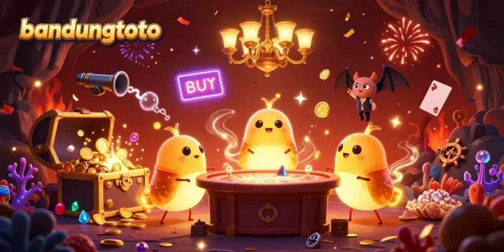 Experience the vibrant action of bandungtoto's cave casino with glowing worms, gold and gems!