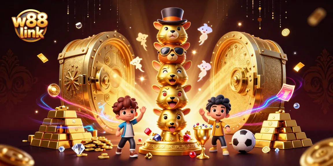 Engage with the thrilling w88 link while exploring a vibrant sports betting scene filled with gold and treasures.