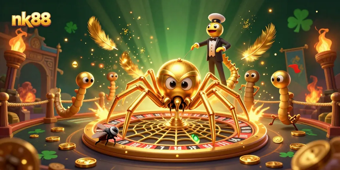 Experience thrilling bets with nk88’s vibrant casino world featuring a dynamic roulette spider scene.