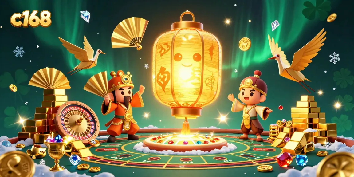 C168 live casino magic: Encounter golden lantern spirit and winning symbols in a vibrant atmosphere.