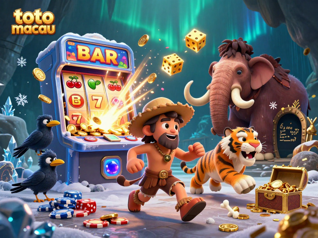 Engage with toto macau lottery predictions in a vibrant 3D casino scene featuring animated characters.