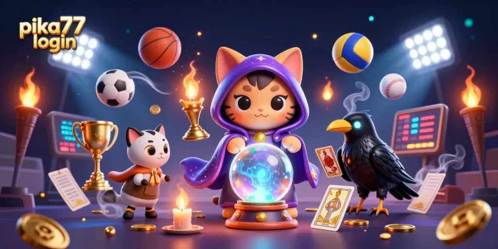 Experience excitement with pika77 login as the mystical cat and raven engage in thrilling online gaming.
