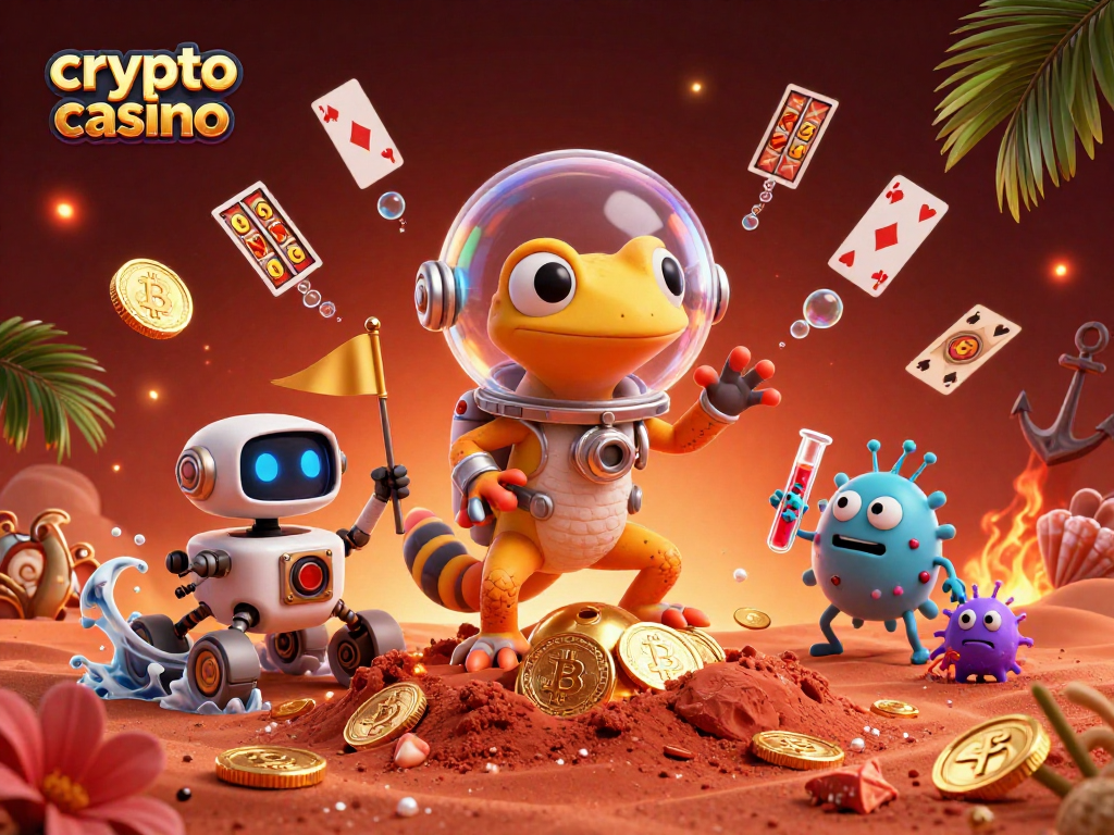 Experience thrilling play in a vibrant crypto casino with Martian gecko and dynamic gaming elements.