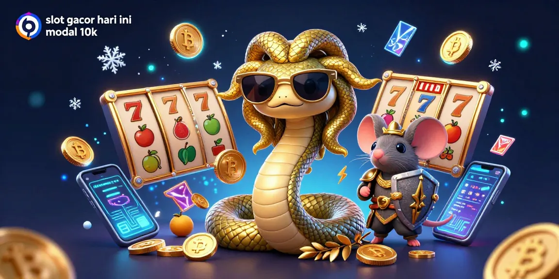 Engaging 3D illustration of slot gacor hari ini modal 10k with Medusa, lucky 7s, and crypto elements.