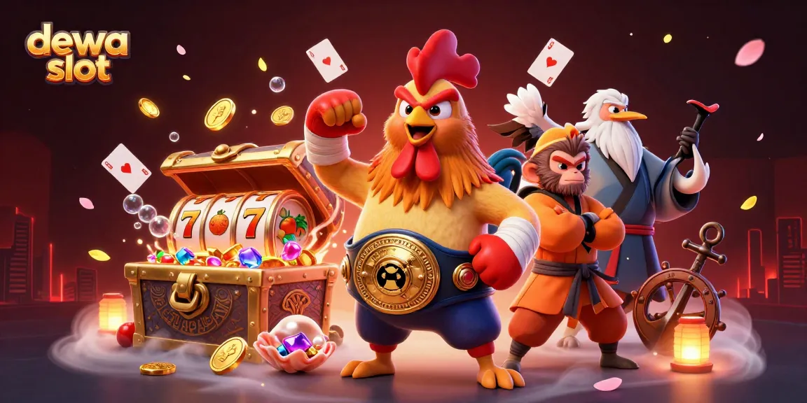 Engage with exciting dewa slot gameplay, illustrated with vibrant characters and dynamic elements.