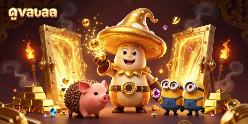 Experience thrilling ดูบอลสด with vibrant characters, magic, and treasures in a dynamic scene.