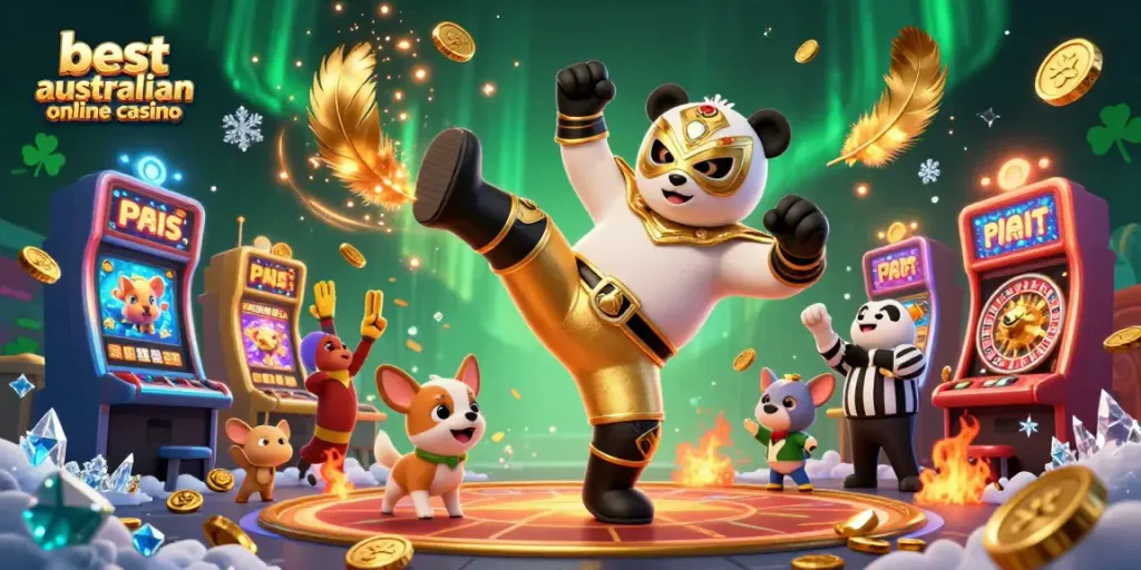 Experience the thrill at the best australian online casino with vibrant scenes of excitement and action.